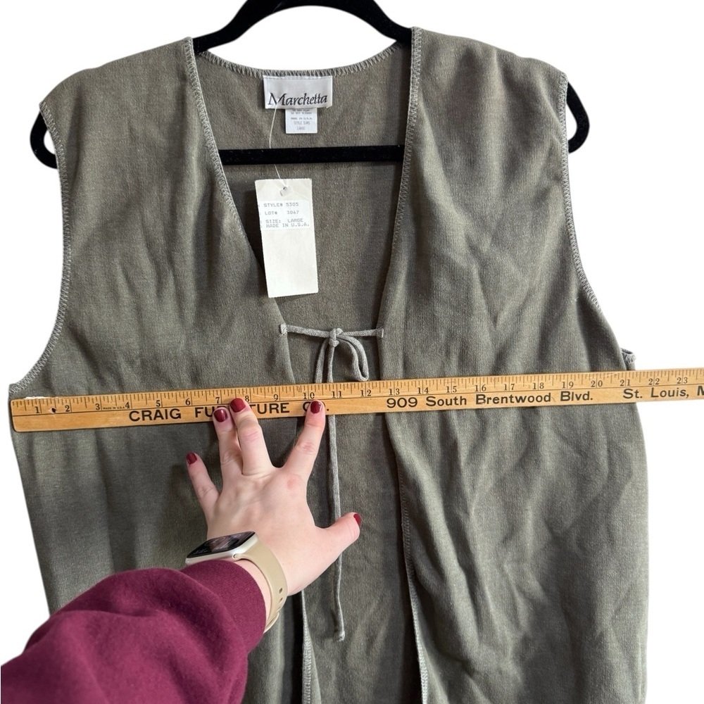 Marchetta Open Front Tie Vest Gray Women’s Large NWT Minimalist USA - Picture 7 of 8